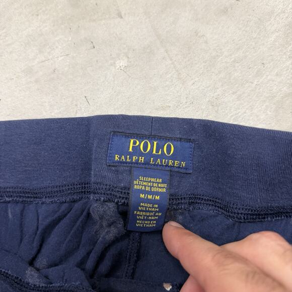 Polo Ralph Lauren Sleepwear Mens M Blue Football Bear Print Pajama Lounge Pants - Picture 4 of 7